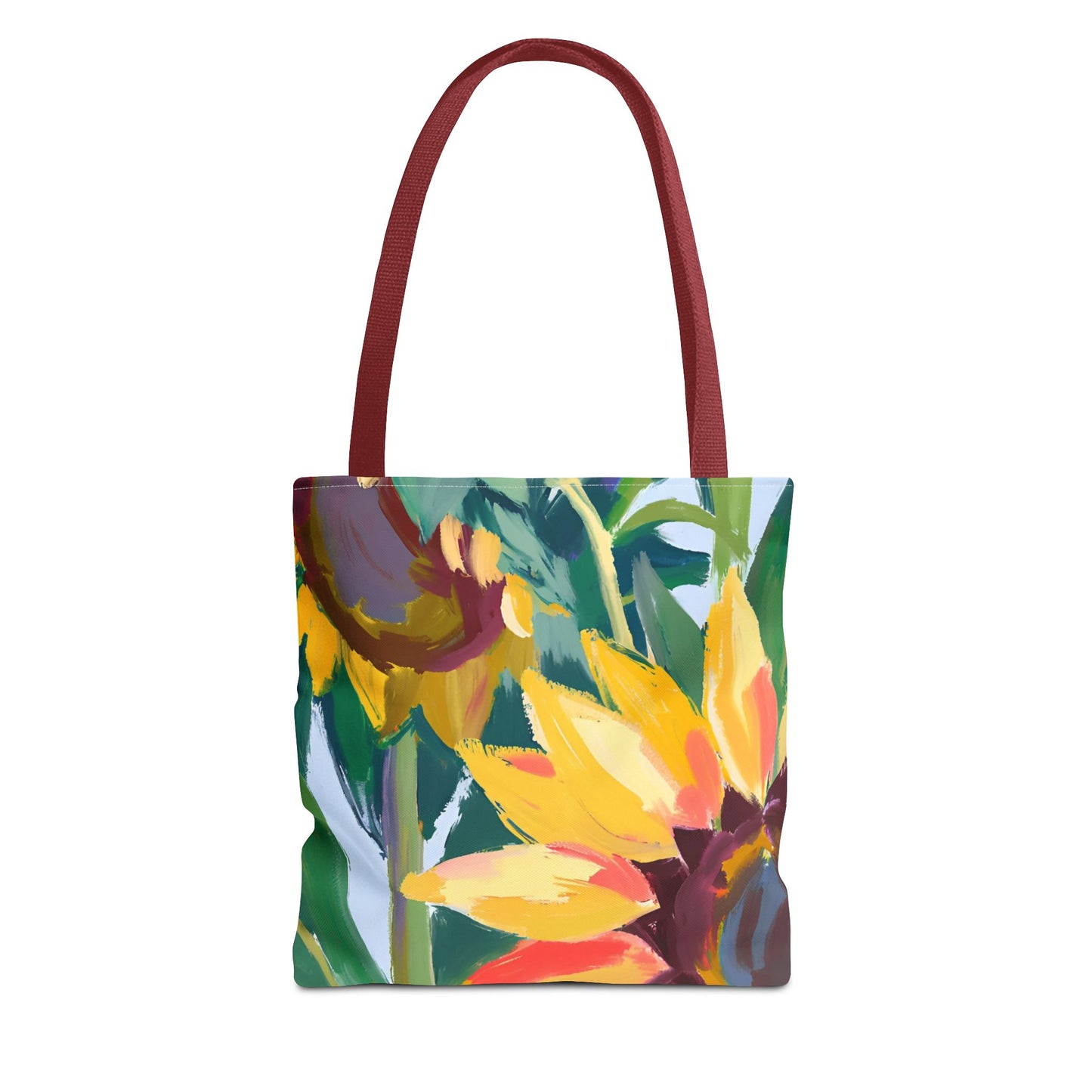 Growing in Christ All-Over Design Medium Sunflower Tote Bag