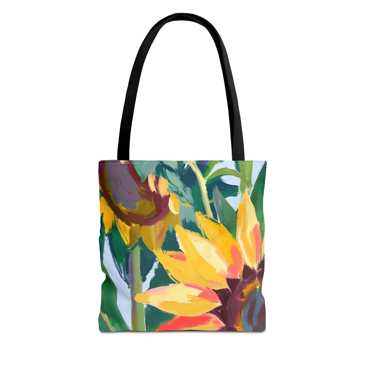 Growing in Christ All-Over Design Medium Sunflower Tote Bag