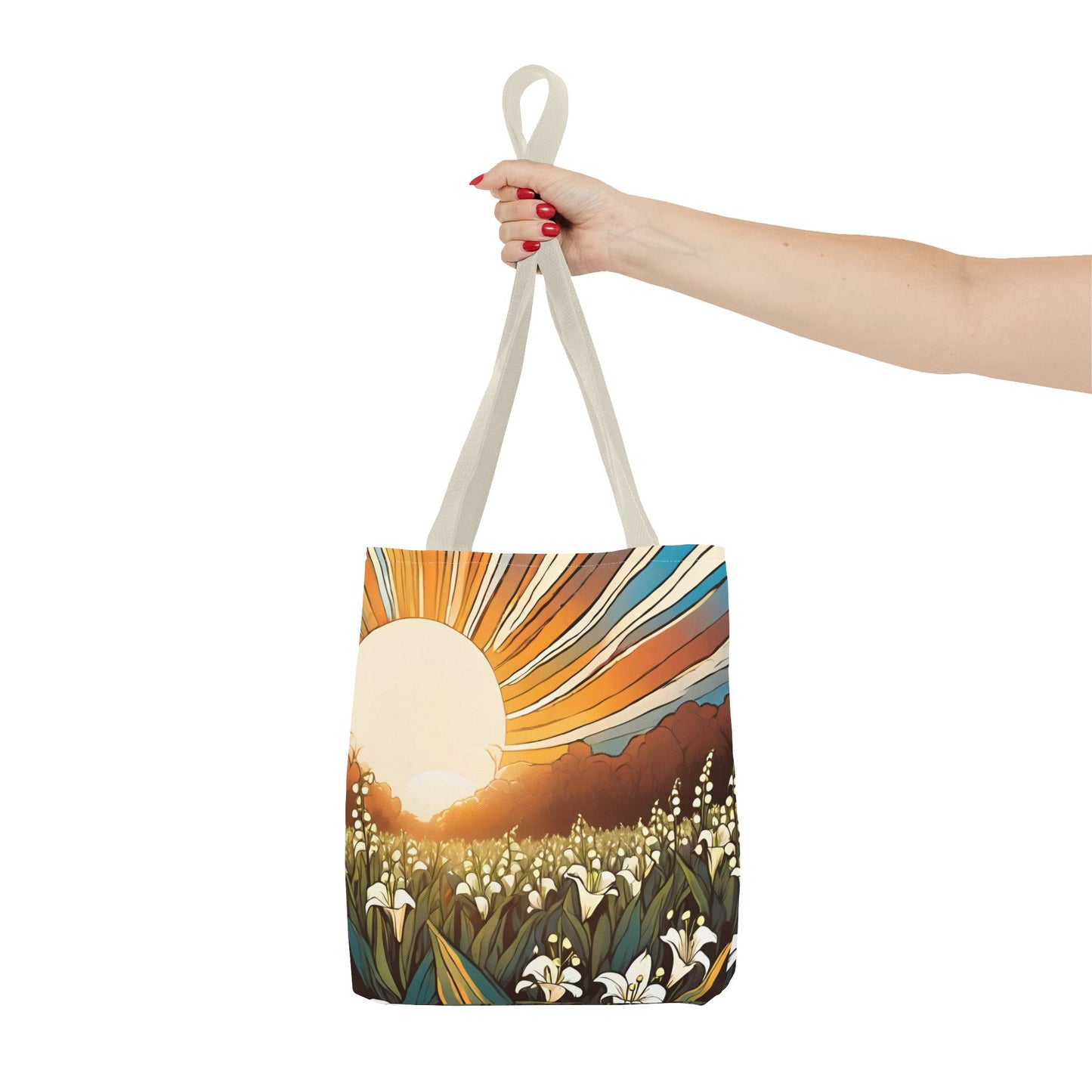 New Day Sunshine and Lily All-over Design Medium Tote Bag