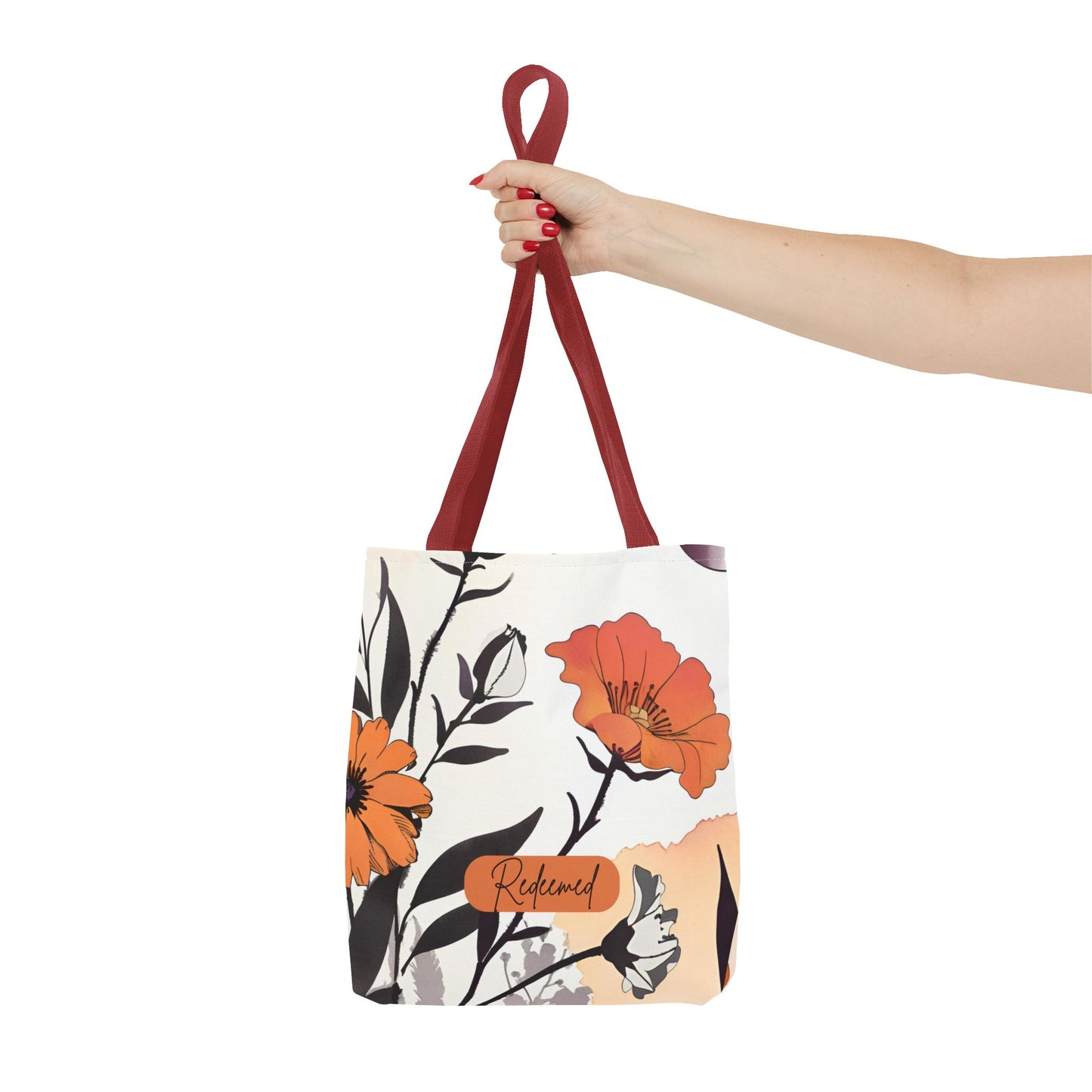 Redeemed Floral All-over Design Medium Tote Bag