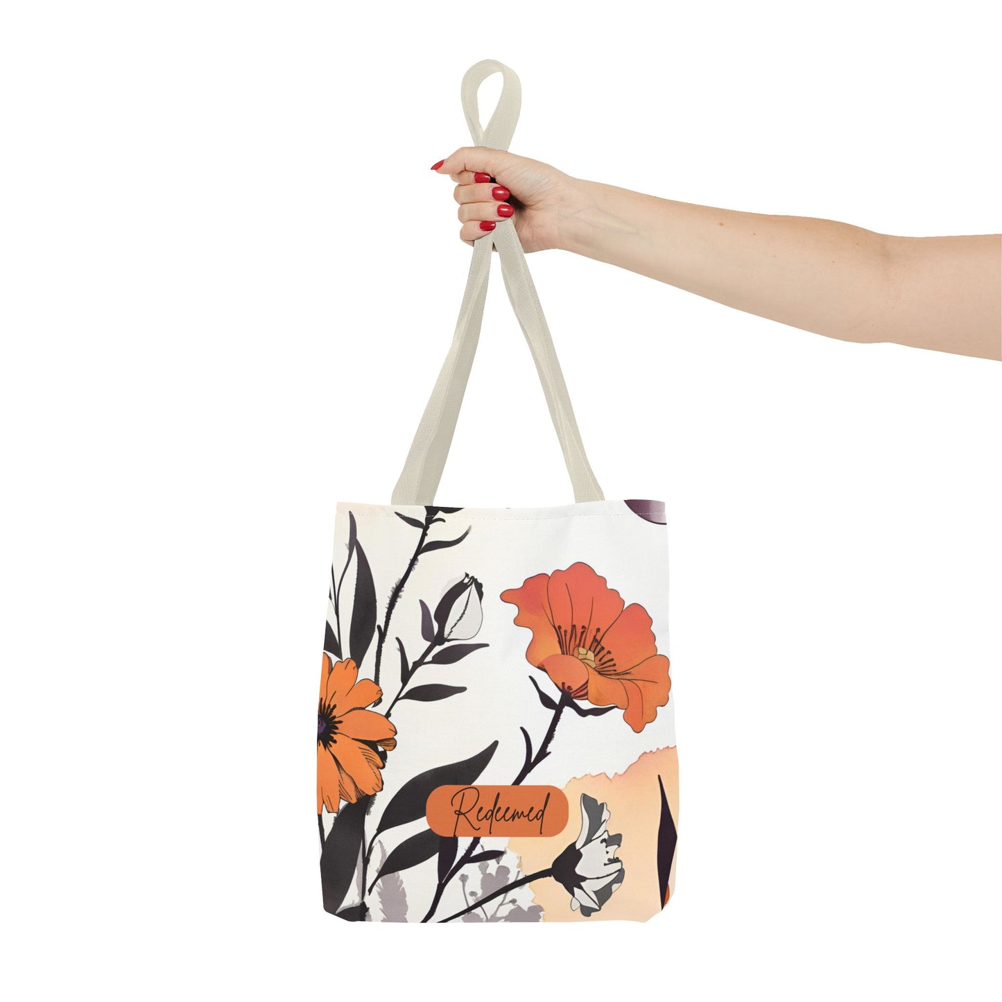 Redeemed Floral All-over Design Medium Tote Bag