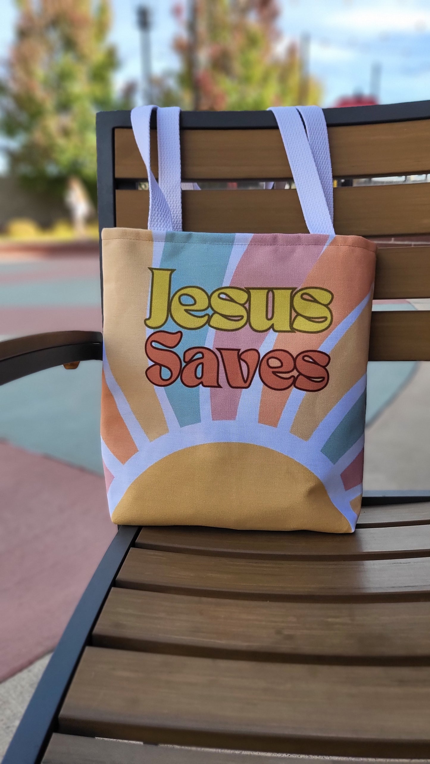 Jesus Saves Retro Tote Bag