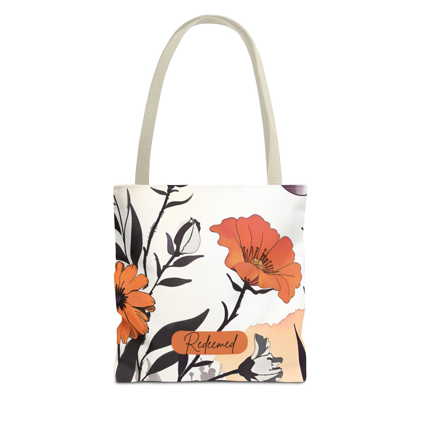 Redeemed Floral All-over Design Medium Tote Bag