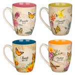 Mug Set 4pc Hope, Trust, Faith, Love Floral