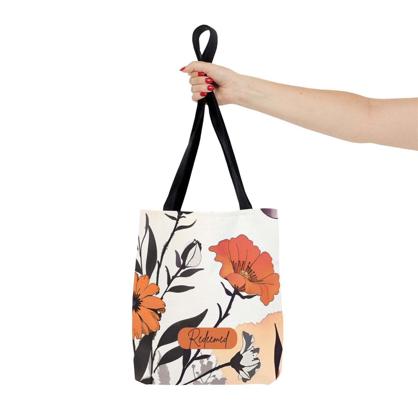 Redeemed Floral All-over Design Medium Tote Bag