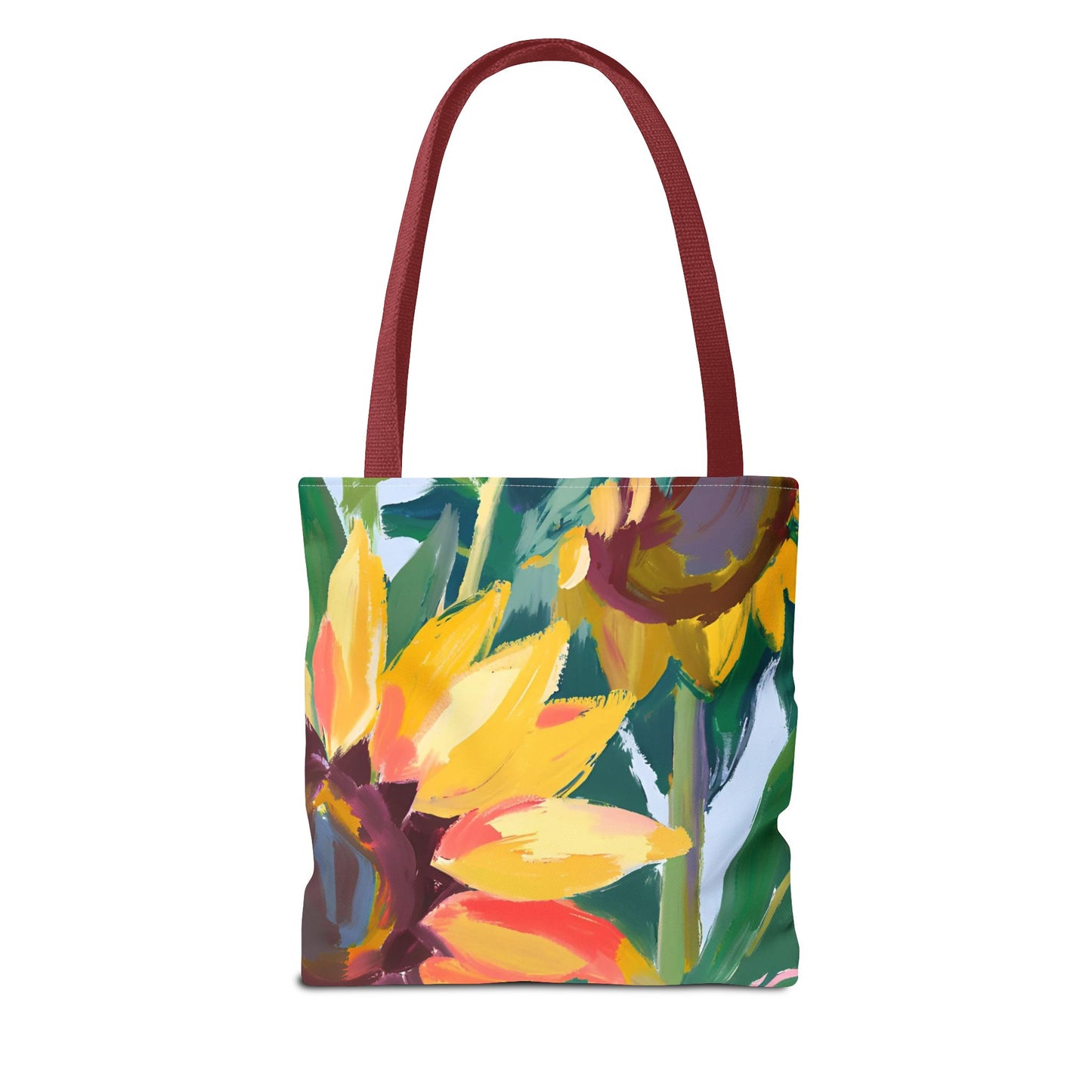 Growing in Christ All-Over Design Medium Sunflower Tote Bag