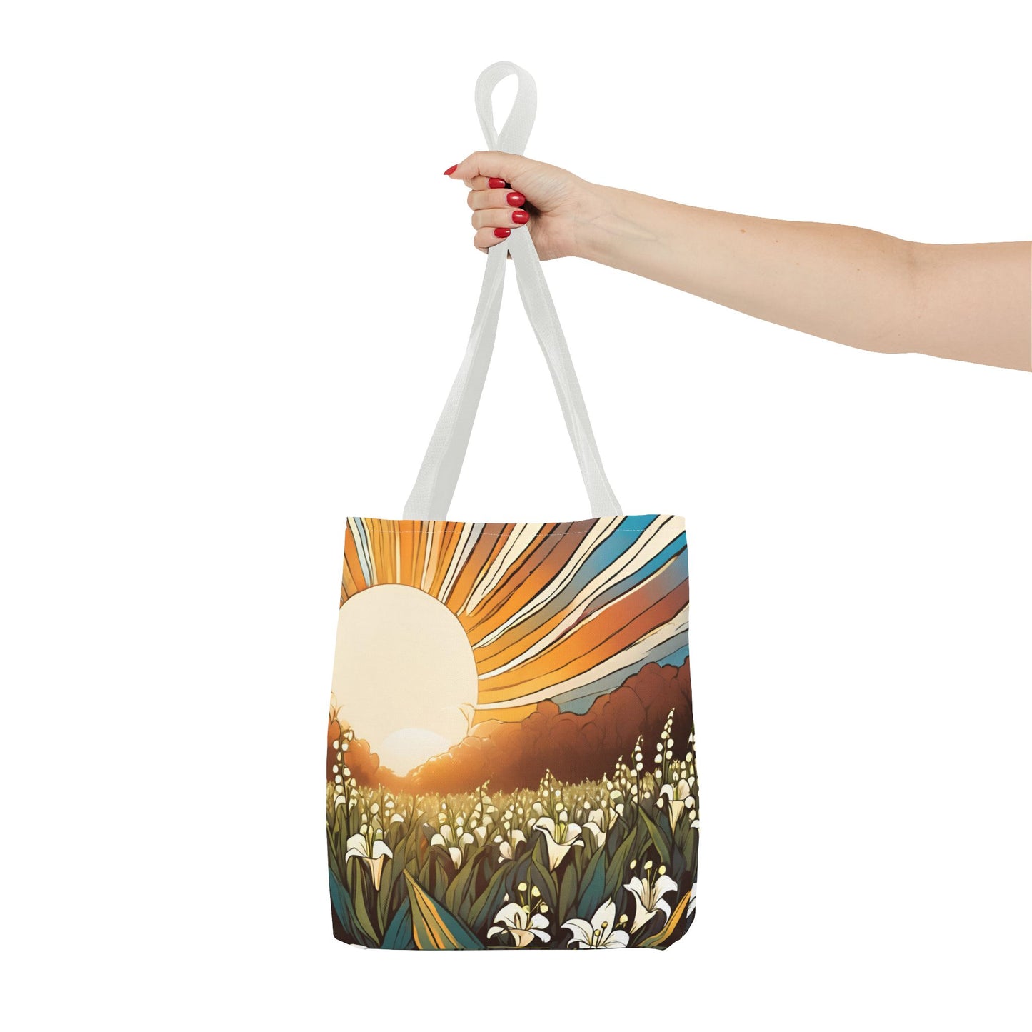 New Day Sunshine and Lily All-over Design Medium Tote Bag