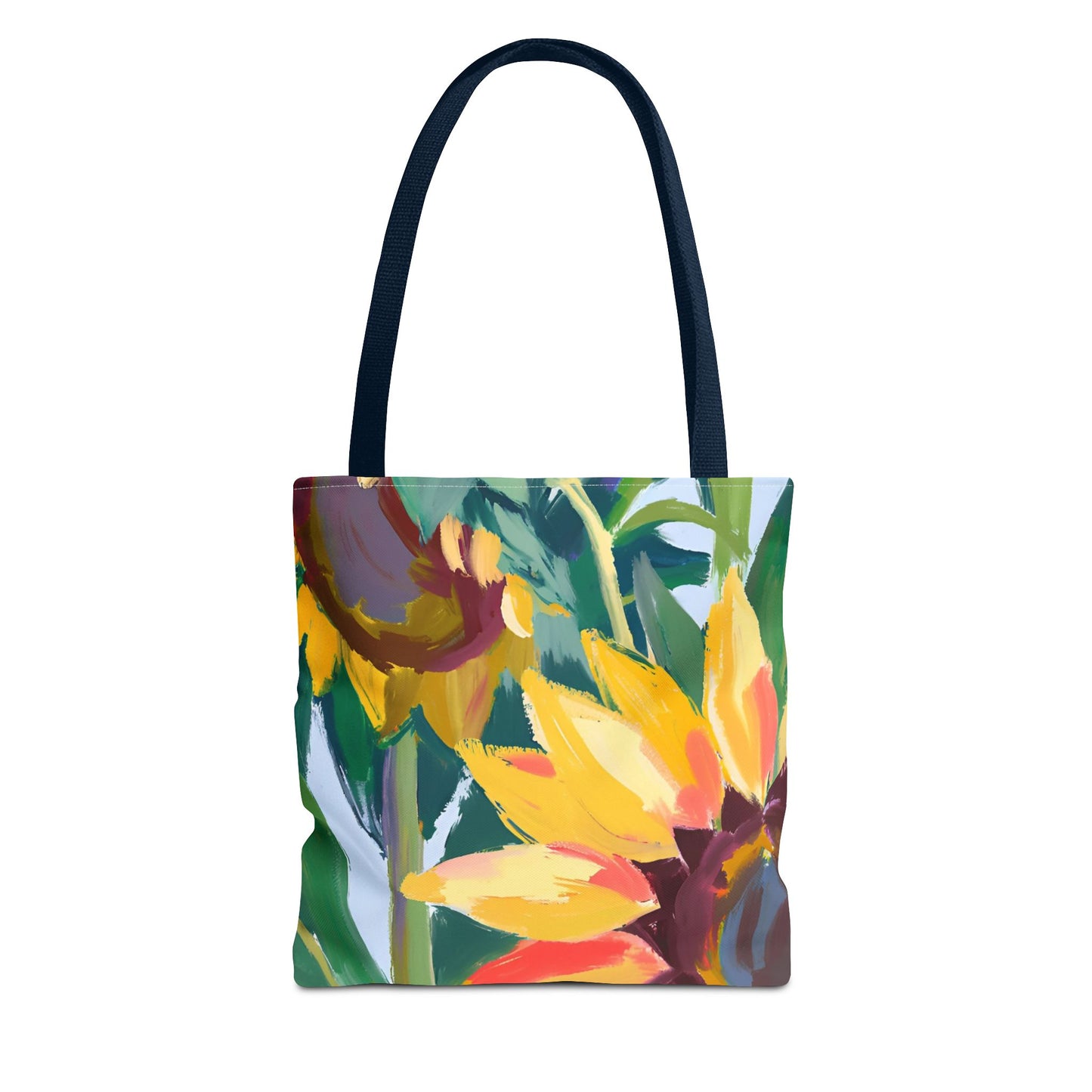 Growing in Christ All-Over Design Medium Sunflower Tote Bag